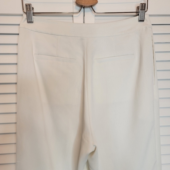 DEREK LAM Ivory Trousers High Rise Wide Leg Pleated Pants Preppy Women's 2‎ Long - Picture 4 of 13